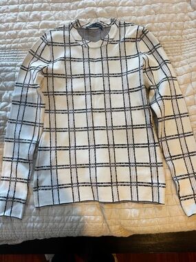 Proenza Schouler white and Black Windowpane Crewneck Sweater